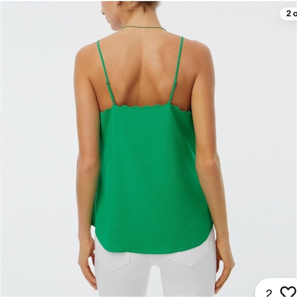 J Crew Factory Green Scalloped Camisole Top - Picture 1 of 6